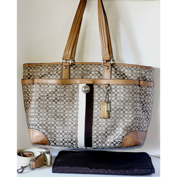 Coach Voyager Signature Multifunction Tote Diaper Bag Fabric Leather F13813 - Picture 1 of 16